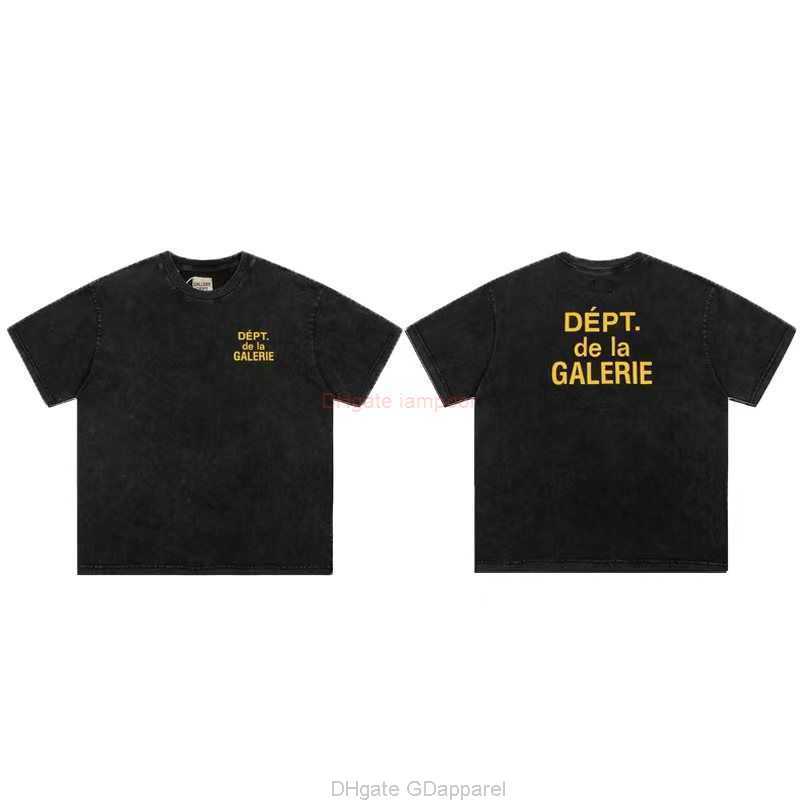 

Designer Fashion Clothing Tees Tshirt Galleryes Depts Popdada Production Foundation High Street French Alphabet Used Washed Short Sleeve Tshirt Luxury Casual Top, Black