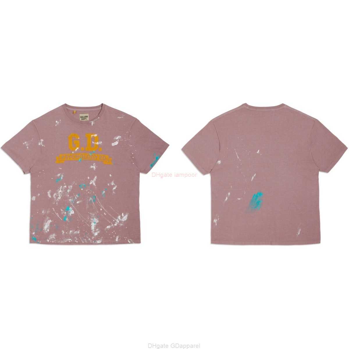 

Designer Fashion Clothing Tees Tshirt G872 Galleryes Depts Psychology Ed Tee Speckled Ink Scroll Banner Handdrawn Short Sleeve Tshirt Casual Streetwear Tops Rock H, Dirty pink