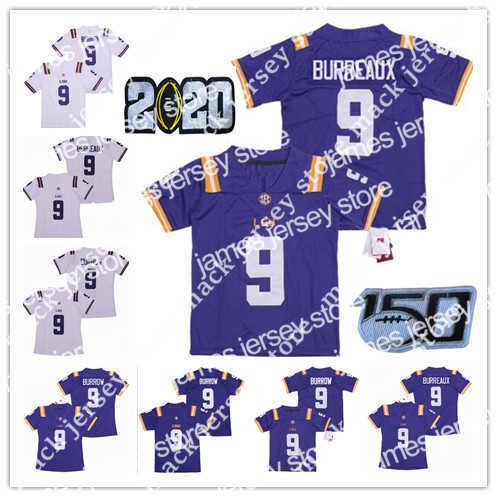 

American Wear NEW James Mens NCAA 2020 LSU Tigers #9 Youth Women Burreaux Champions Joe Burrow 150TH College Football Jerseys White Purple, 3 odell beckham jr. purple