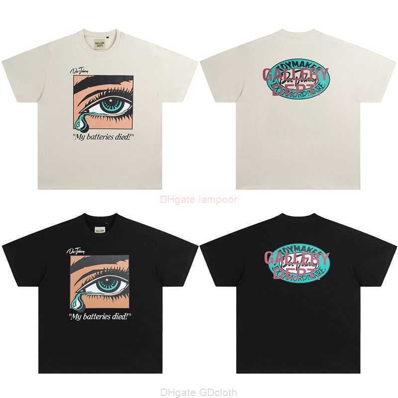 

Designer Fashion Clothing Tees Tshirt Galleryes Depts Tearful Big Eyes Pink Stamped Letter Print Men's Women's Couple Short Sleeve T-shirt Summer Luxury Casual Tops, Black