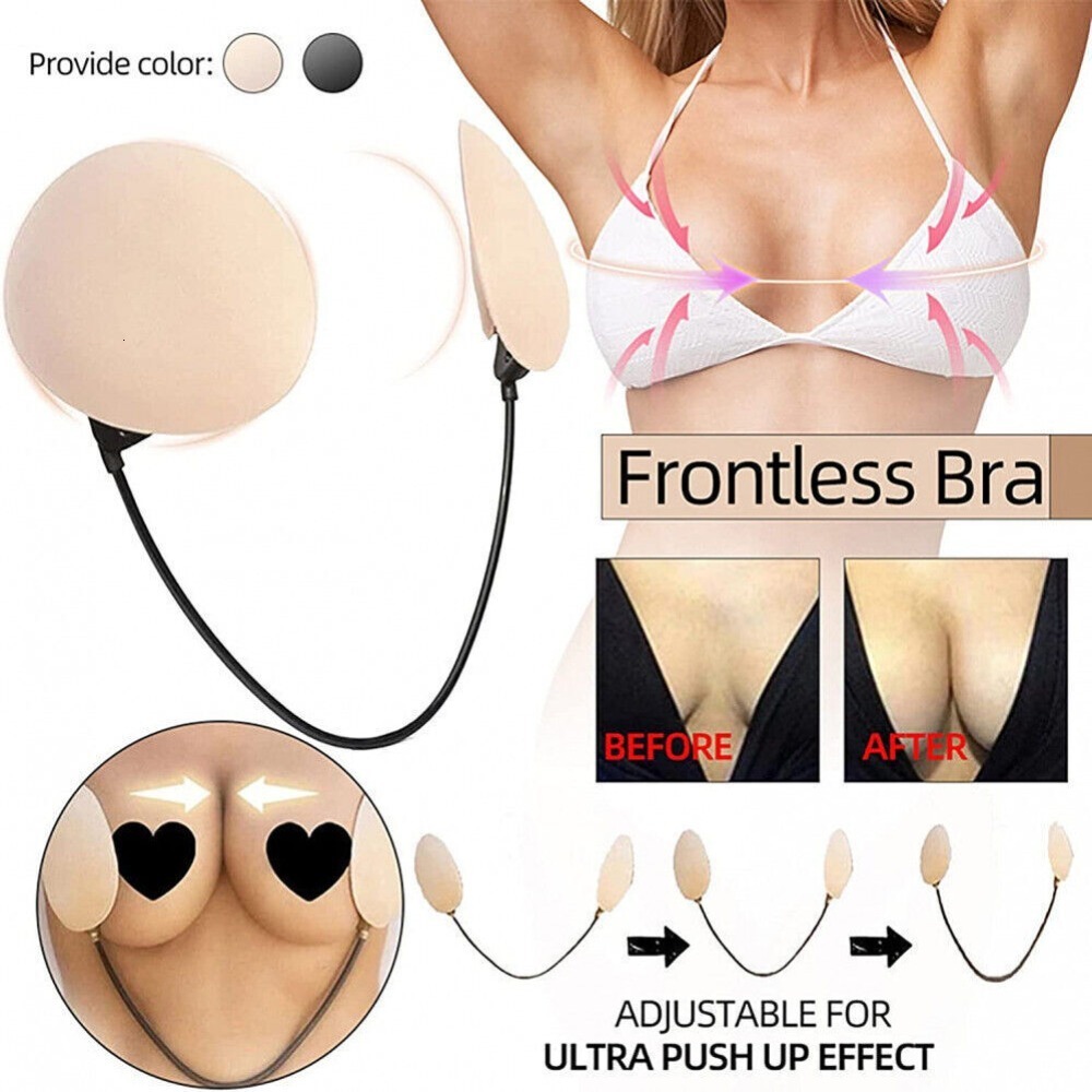 

Bras Kit Push Up Backless Strapless UShaped Frontless Gathering Nipple Stickers Deep Plunge Invisible 230517, Skin