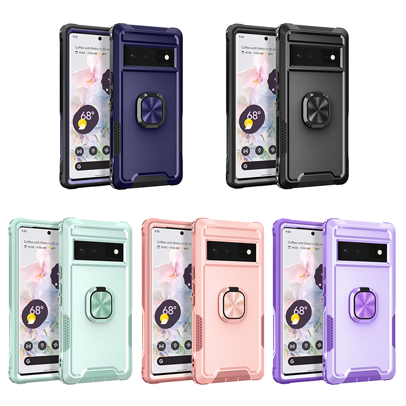 

Heavy Duty 3 in 1 Phone Cases For Pixel 6 7 Pro Motorola G 5G Pure Power Play Stylus Ring Holder Defender Shockproof Multifunction Cellphone Case, Purple