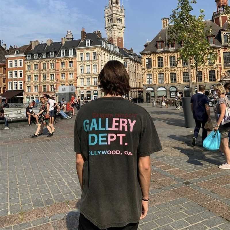 

Designer Fashion Clothing Tees Tshirt the Correct Version of Galleryes Depts Phantom Letter Printing Short Sleeve High Street Washed Old Round Neck Tshirt Couple Lo, Wash black