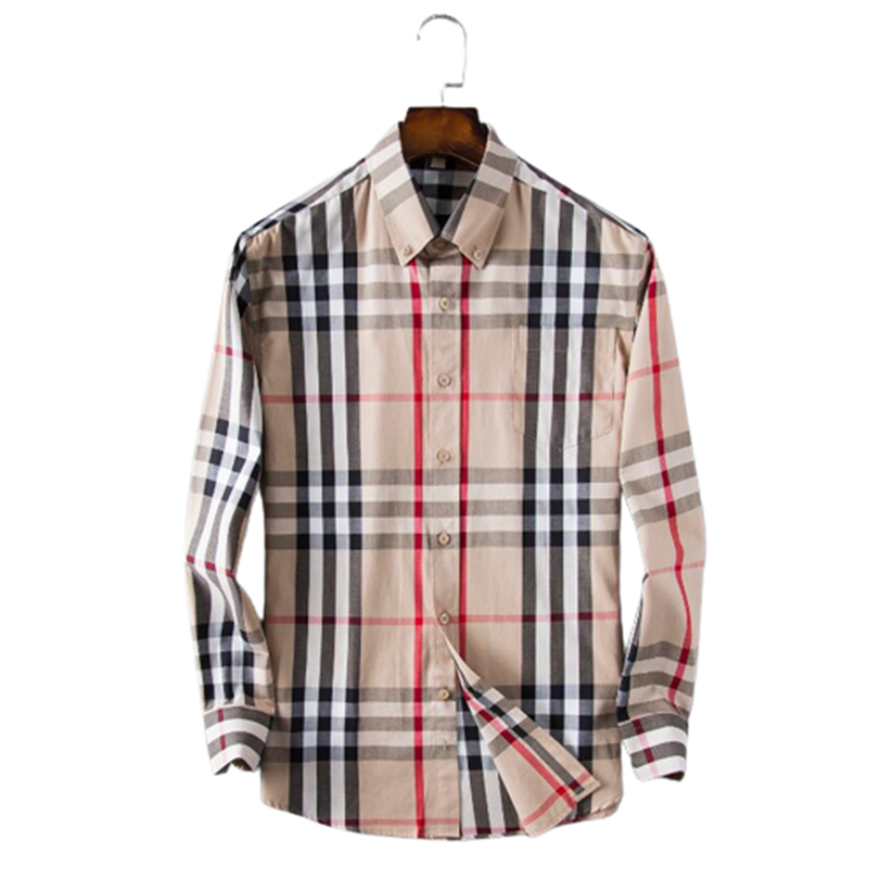 

New Style Men's Casual Shirts Autumn Shirt Fashion Plaid Long-sleeved Men Dress Oversized high quality 100% cutton shirts side #001, Customize