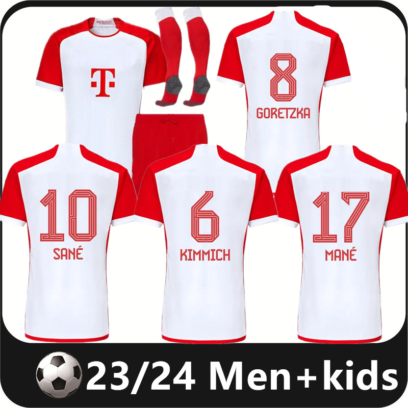 

23 24 Bayern Munich soccer jersey DE LIGT SANE 2023 2024 football shirt HERNANDEZ GORETZKA GNABRY camisa de futebol top thailand men kids kits KIMMICH S-4XL, 23/24 home