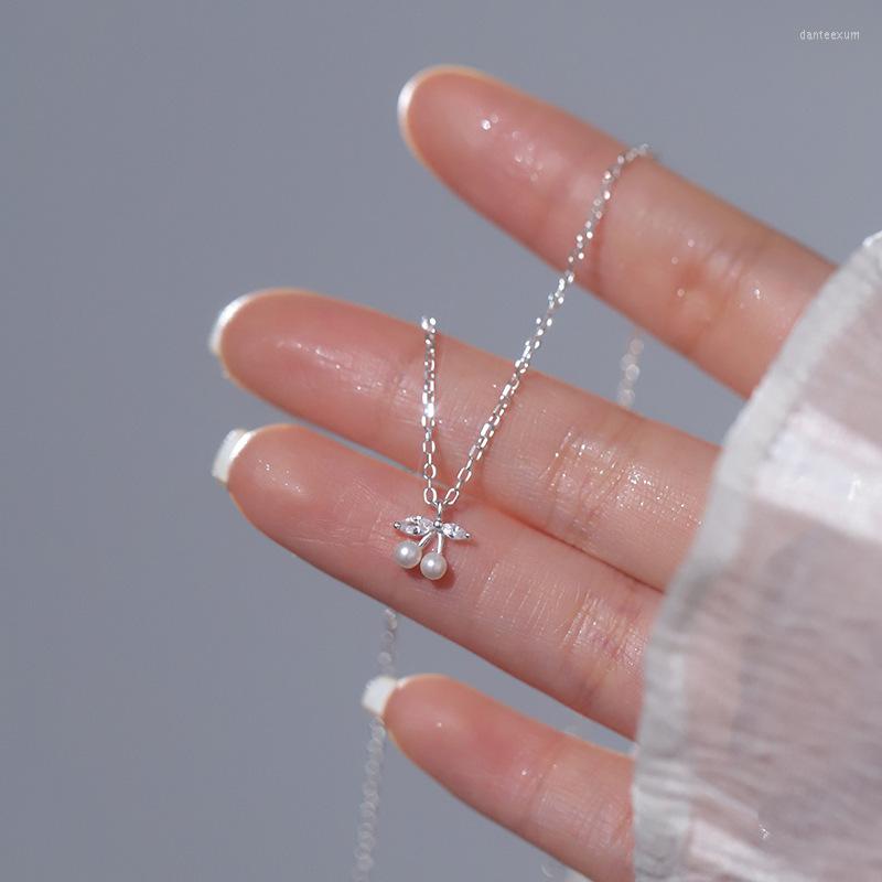 

Pendant Necklaces Lovely CZ Pearl Cherry Necklace For Women Girl