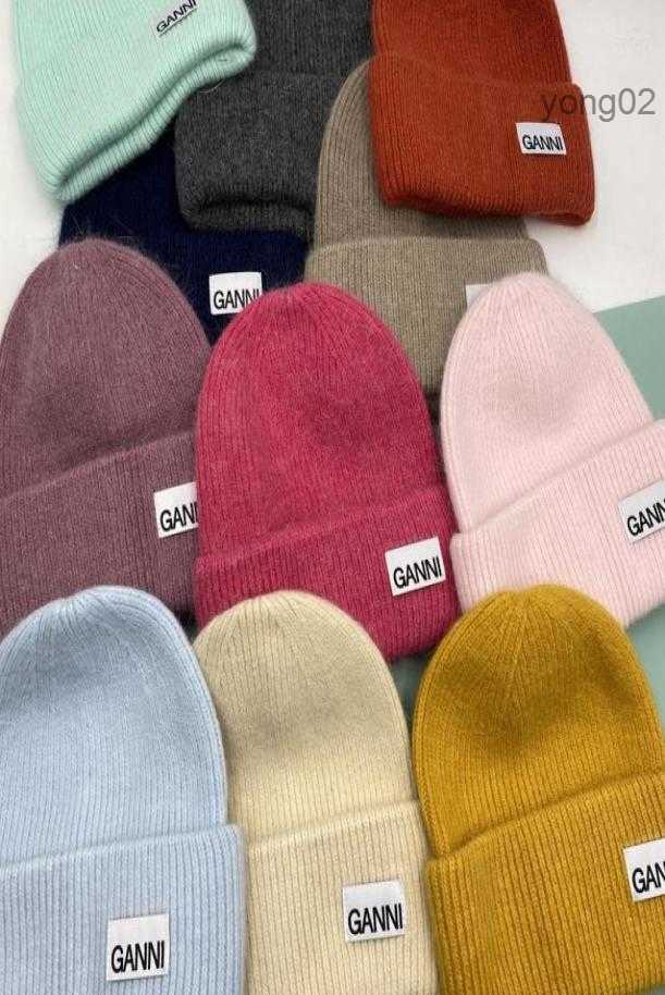 

Wide Brim Hats GANNI Threefold Thickened Real Hair Knitted Hat Soft Men39s And Women39s Couple39s Style Beanie6139413, Red