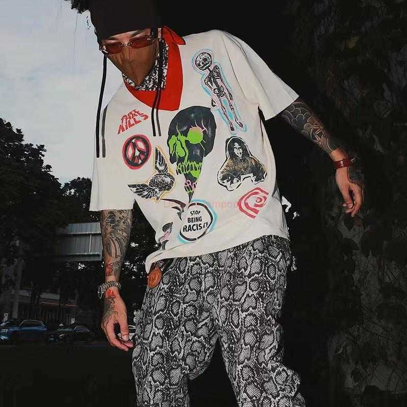 

Designer Fashion Clothing Tees Tshirt Galleryes deptes Fashion Washed Old Short Sleeve High Street Half Sleeve Vintage Couple Tshirt Luxury Casual Tops Streetwear, Letter black