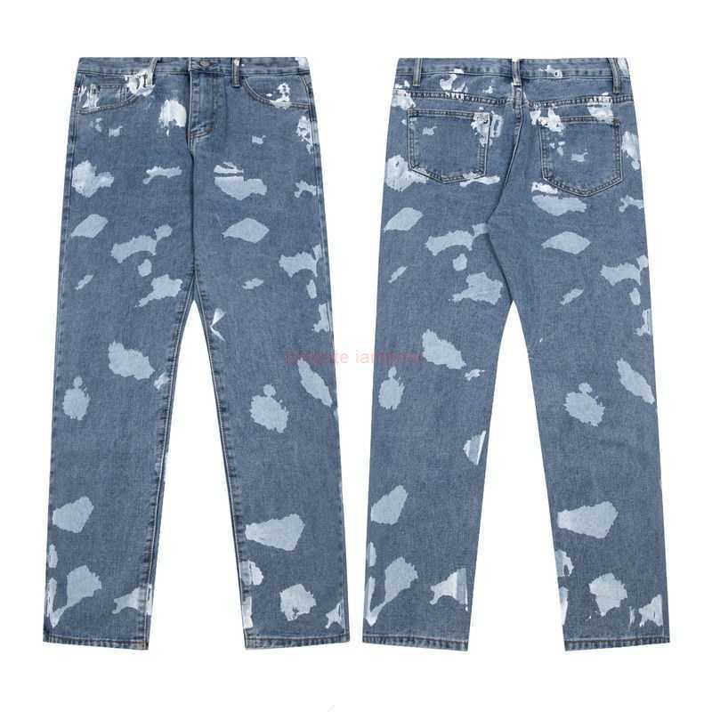

Fashion Designer Clothing Galleries Denim Pants Galleryes Depts Speckled Graffiti Straight Leg Casual Simple Fashion Jeans Rock Hip Hop Straight Distressed Rippe, Blue lh-g41
