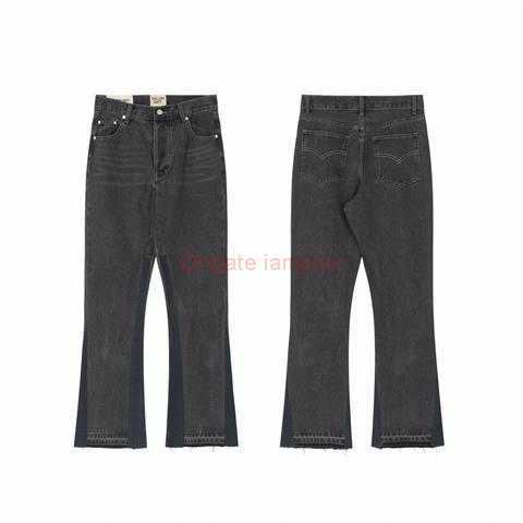 

Fashion Designer Clothing Galleries Denim Pants Galleryes Depts Heavy Industry Speckled Ink Graffiti Micro Horn Structure Spliced Jeans Mens Womens High Street, Black