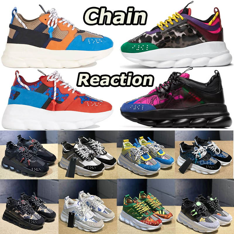 

Top Italy Chain Reaction Designer Dress Shoes Men Women Black Multi-Color Rubber Suede Chainz White Loafers Spotted Luxury Fluo Barocco Platform Sneakers Trainers, D15