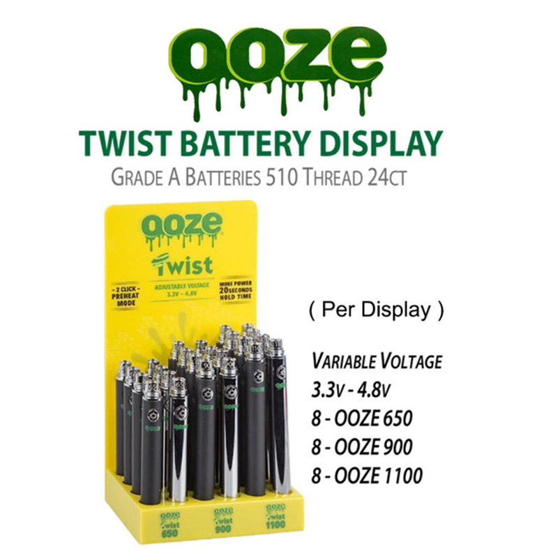 

Ooze twist V.V. battery display black/chrome ( 24CT ) - 510 threads