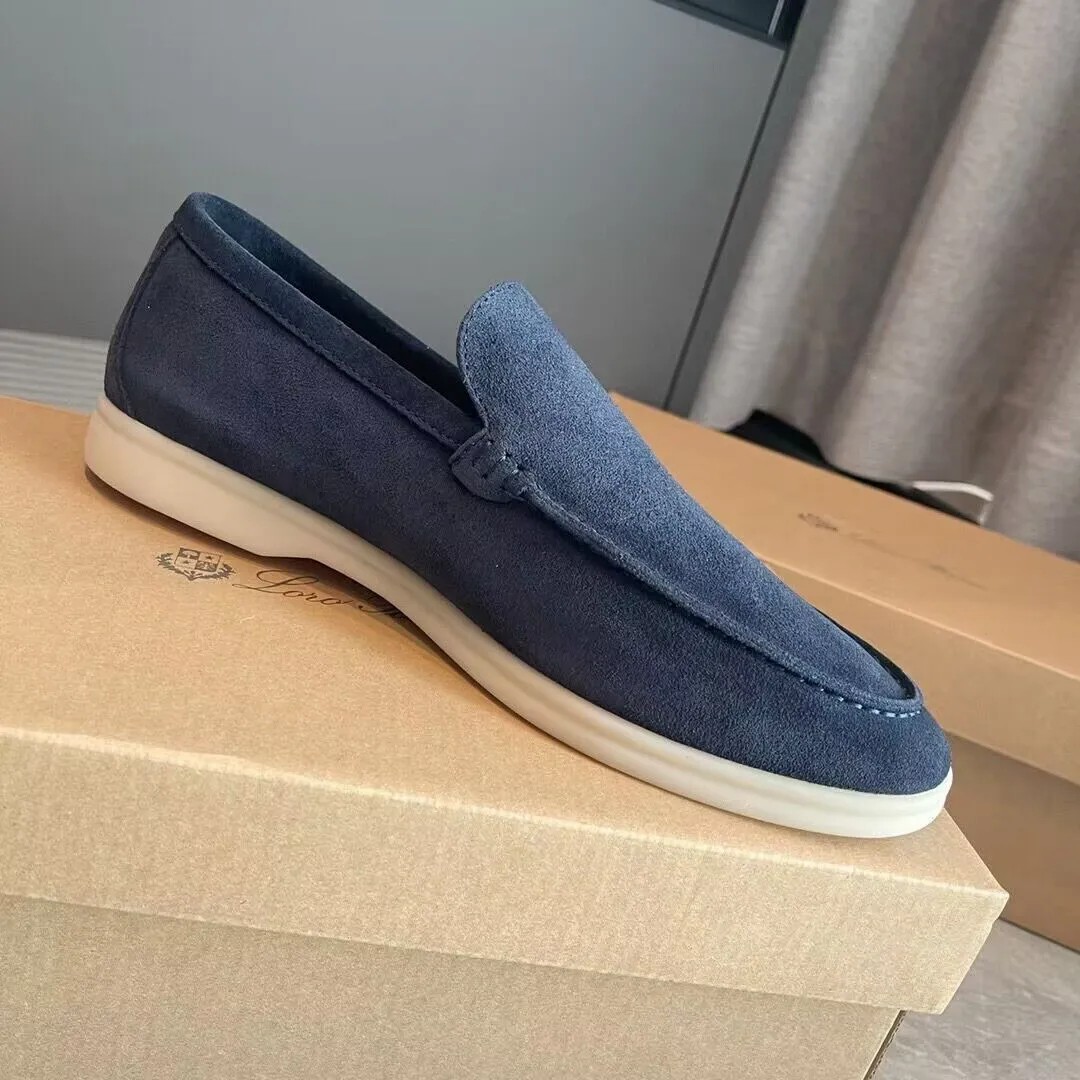 

Men's casual shoes LP loafers flat low top suede Cow leather oxfords Loro&Piana Moccasins summer walk comfort loafer slip on loafer rubber sole flats with box EU38-45