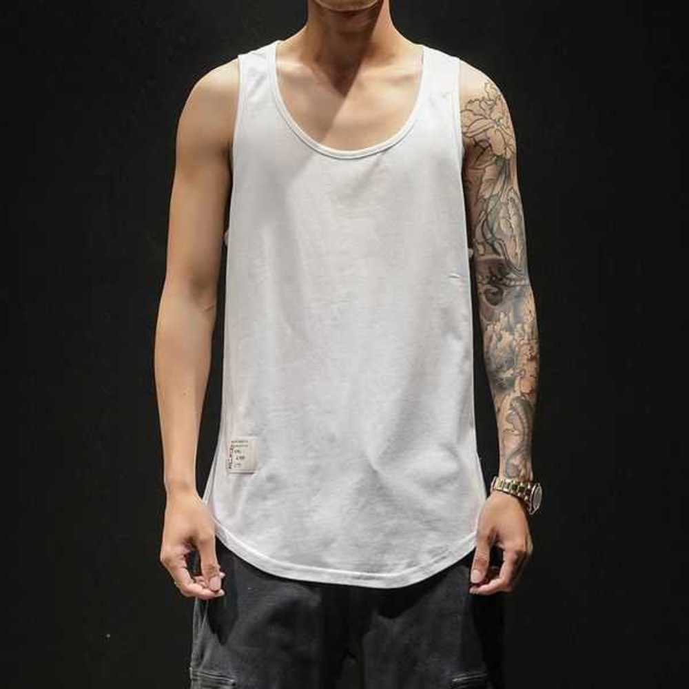 

Men Oversize Fashion Japanese Tank Tops Cotton Summer Beach Tanktop Loose Workout Neck Sleeveless Shirt Vest71sj, Dark grey