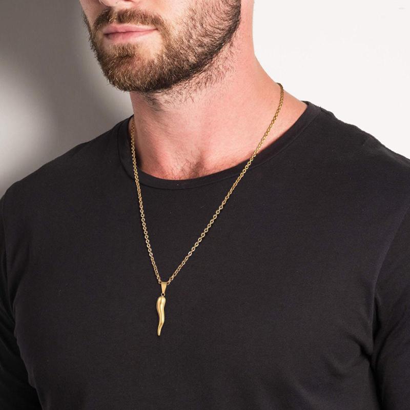 

Pendant Necklaces ITALIAN HORN Necklace Stainless Steel Cornicello Charm Unisex Men And Women Jewelry