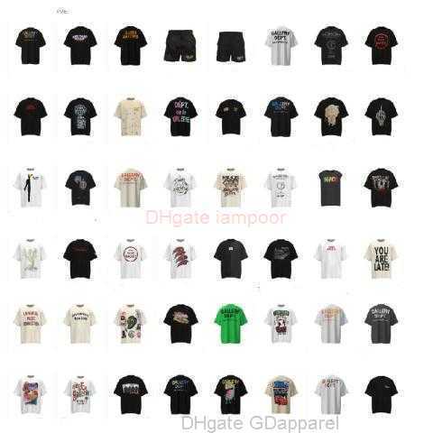 

Designer Fashion Clothing Tees Tshirt High Version American Fashion Label Galleryes Depts Made Old Wash Water Graffiti Print Ins Short Sleeved Tee Luxury Casual Top, 42