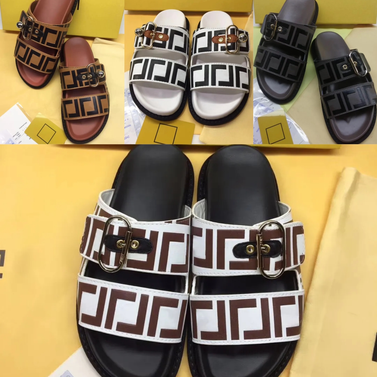 

Designer Rubber Slides Sandals Blooms brown black White Web Fashion Mens Slippers Womens Shoes Beach Flip Flops with Flower 36-42