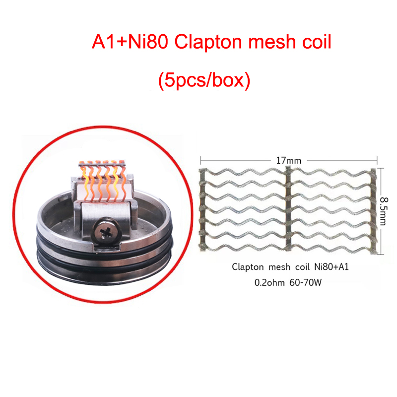 

(5pcs/box) Clapton mesh coil A1+Ni80 0.2ohm 17*8.5mm meshwork coil