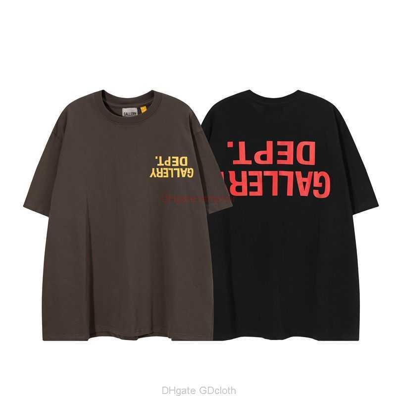

Designer Fashion Clothing Tees Tshirt Galleryes Deptes Reversed Letter Printing Short Sleeve Womens High Street Loose Cotton Round Neck Mens Tshirt Summer Tops for, Black