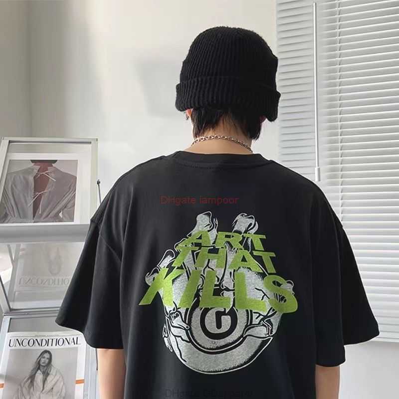 

Designer Fashion Clothing Tees Tshirt Galleryes Depts Back Green Letter Print Classic Pattern Fashion Mens Summer New Short Sleeve Tshirt Casual Streetwear Tops Ro, Black