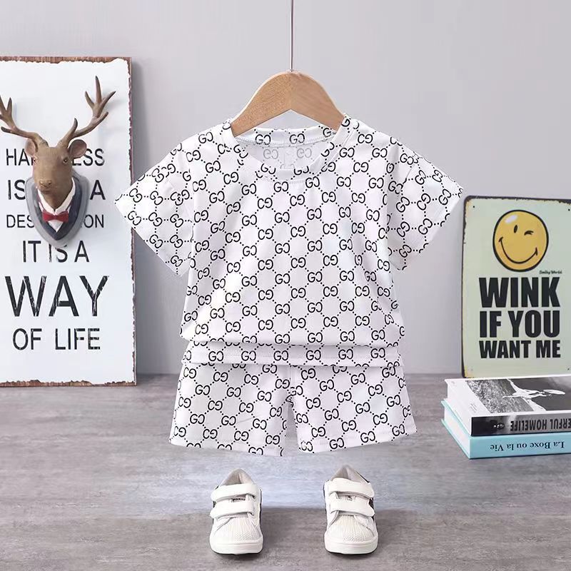 

Clothing Sets 2pcs Children Tracksuits Summer Solid Kids Shorts T-shirts Set Toddler Boy Clothes Suits Girl Outfits Baby, White