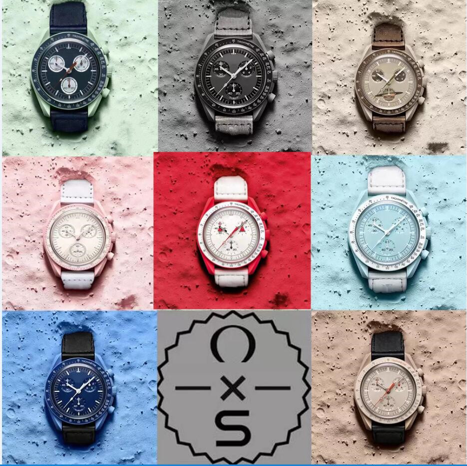 

moonswatch Bioceramic Planet Moon Mens Watches Full Function Quarz Chronograph Watch Mission To Mercury 42mm Nylon Luxury Watch Limited, Box
