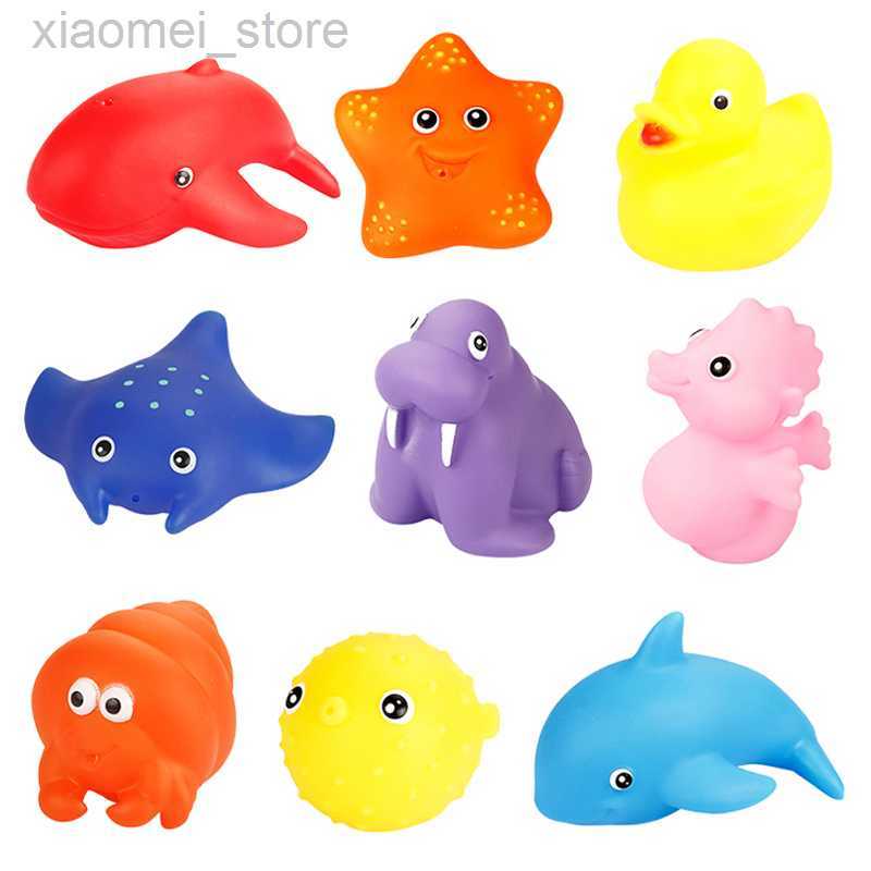 3PSCBath Toys Cute animals swimming water toys for kids soft rubber ducks float squeeze sound squeaky bath toy for baby 0 12 24 months-image-866625856