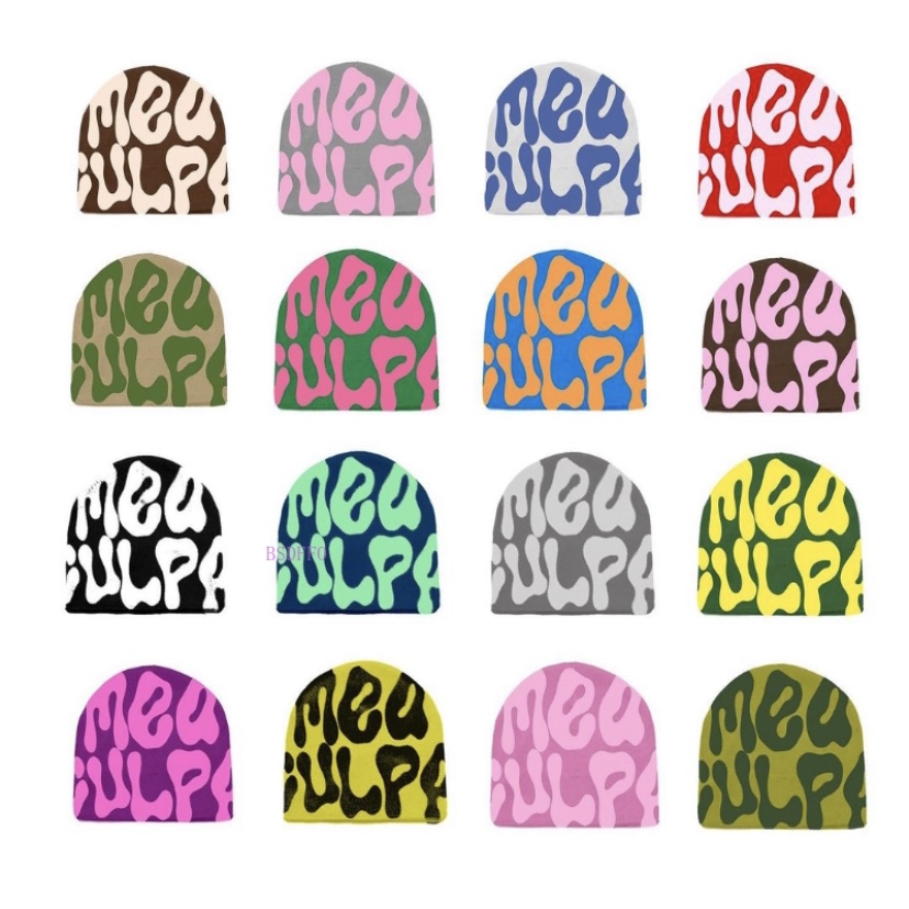 

Berets 32Color Mea Culpas Beanie Knitted Hat Bonnet Y2k Beanies Culpa Women's Cap Winter For Women Hats Accessories