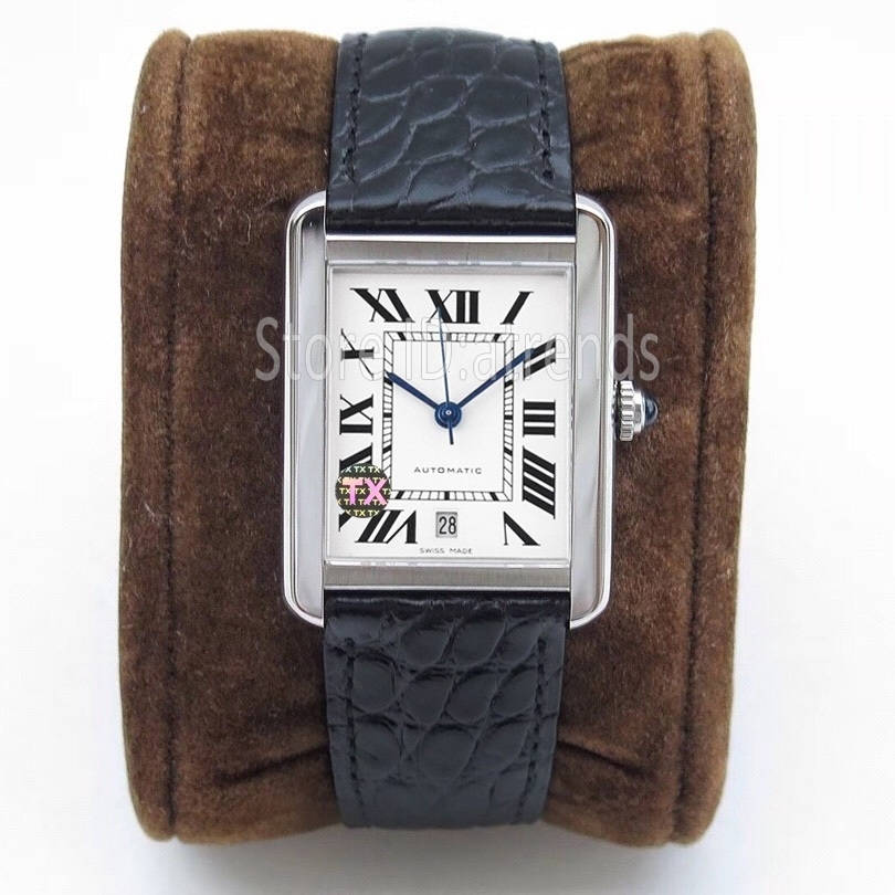 

Classic Top Fashion Automatic Mechanical Self Winding Watch Men Gold Silver Dial Sapphire Glass 31x41mm Design Wristwatch Casual Leather Strap Clock 1543