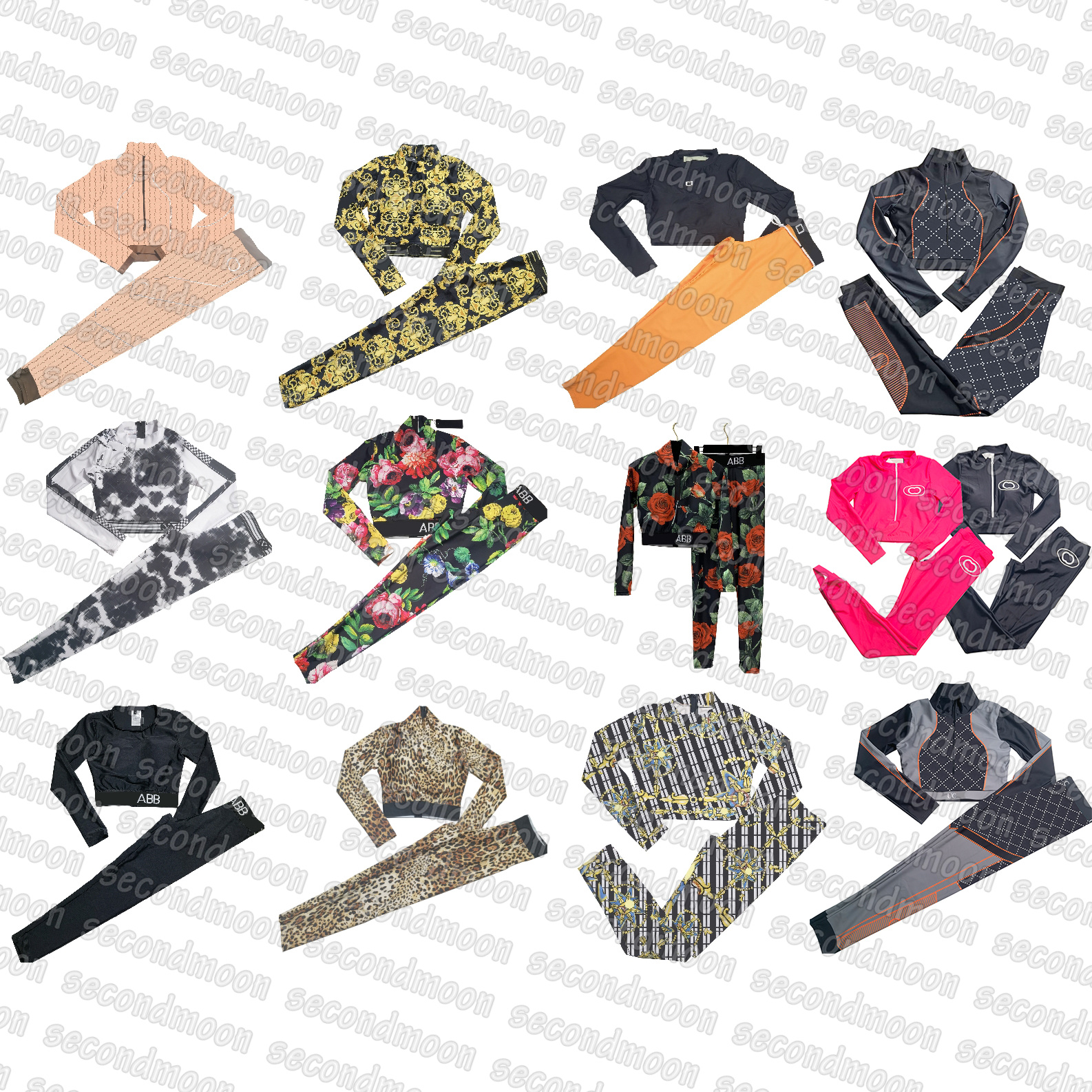 

Women Letters Printed Tracksuit Long Sleeve Yoga Outfit Summer Breathable Sport Outfits Yoga Leggings, #4