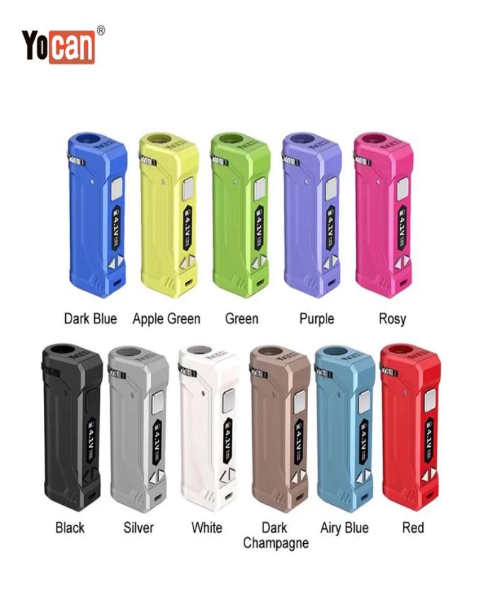 

Authentic Yocan UNI Pro Battery 650mAh Preheat VV Mod Voltage Adjustable Diameter for Oil Carts With Magnetic 510 Thread Adapter F7550970