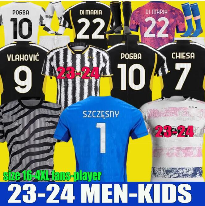 

2023 2024 DI MARIA CHIESA Soccer Jerseys POGBA MILIK Juventus 23 24 VLAHOVIC DANILO KEAN LOCATELLI ARTHUR BONUCCI CUADRADO Juve Men Kids Kit Football pre match Shirt