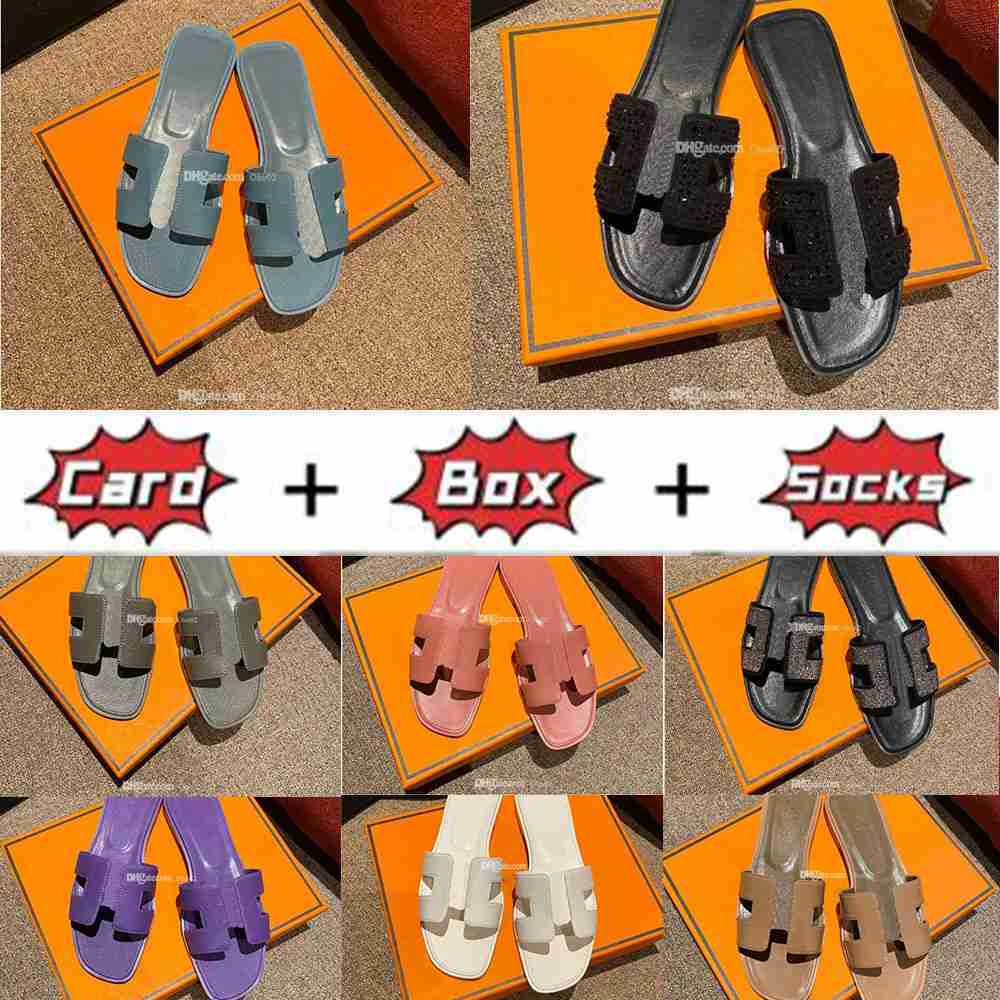 

2023 H Sandales Designer Fashion Women Slippers Oran Sandal Solid Beach Slides Lychee Skin Metallic Silver Lime Royal Dark Fonce Classic Shoes Sandals size 35-43, Flesh