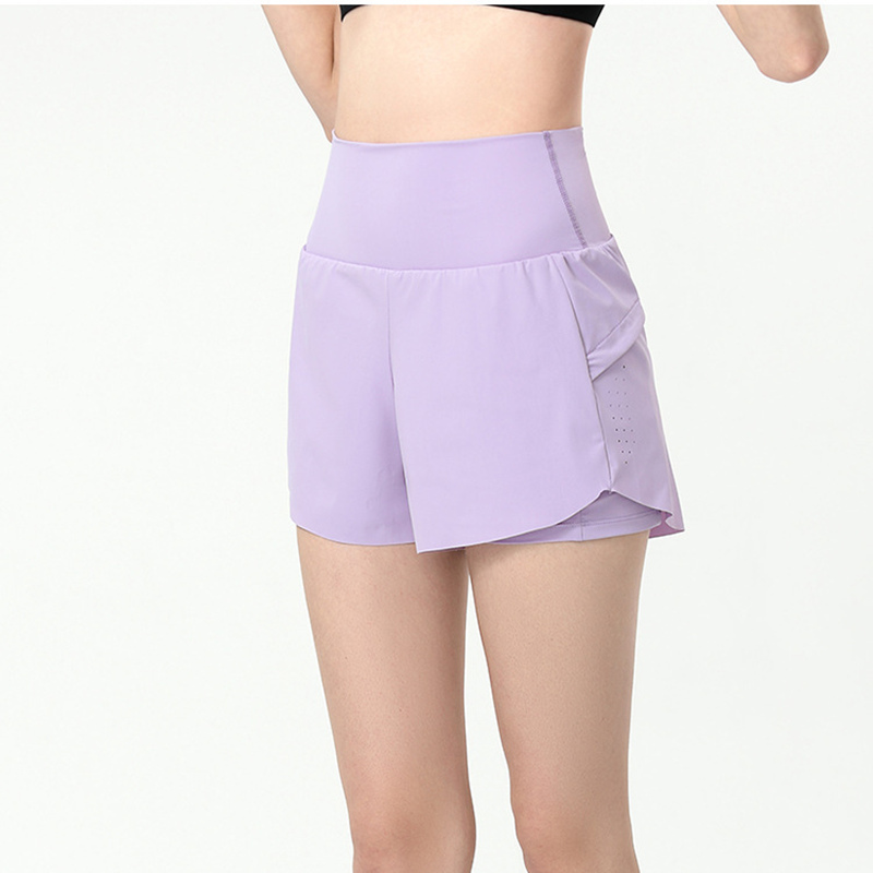 

Yoga Shorts for Women LU0121 High Waist Sportswear Breathable Fitness Wear Short Lightweight Workout Shorts for Tennis Gym Exercise, Black