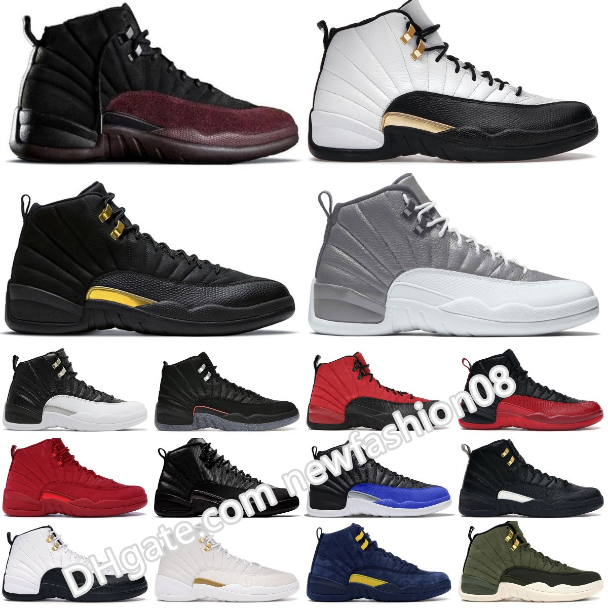 

NEW Designer Jumpman 12 Basketball Shoes Retro Cherry SP 12s Black Taxi Flu Game Hyper Royal Royalty Taxi Nylon Michigan Gym Red Stealth Trainers sports sneakers 40-47, Bubble column