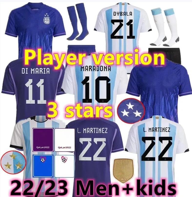 

Player Fans Version 3 stars Argentina Soccer Jersey 2022 2023 Home Football Shirts 22 23 MESSIS DYBALA LO CELSO MARADONA DE PAUL J.CORREA Men Kids kit uniforms