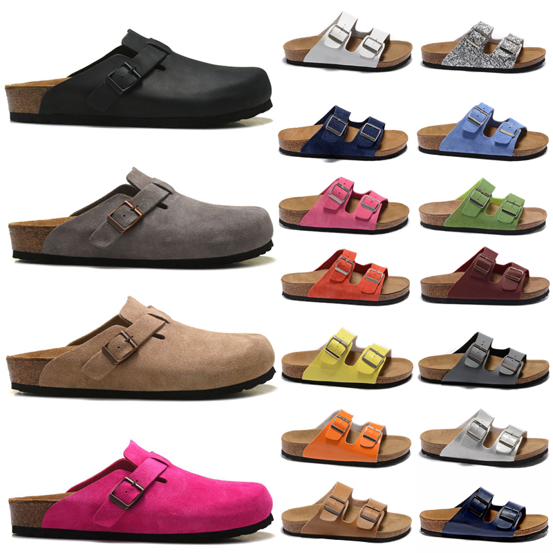 

designer birkens tock Clogs sandals men women slide slippers Boston Soft Footbed Clog Pink Black White Gray Red Suede Leather Buckle Strap Shoes, 23