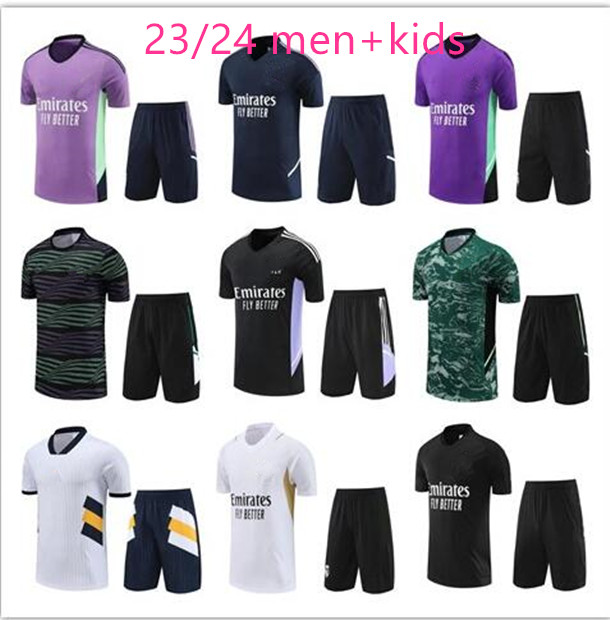 

22 23 pre-match Real Madrids training suit Finals soccer jersey men KIDS Short sleeved CAMAVINGA Rudiger camiseta men top 23/24 uniforms Vini Jr Tchouameni