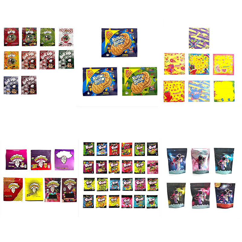 

Empty Zipper Packages packing bag Stand Up Pouch package Mylar Bags happy cherries candy children sour Gummies Edibles pack whole