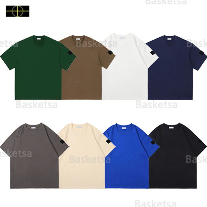 

mens Is land t-shirts Solid Color short stone jumper sleeves crewneck Breathable brand badge shirts Tee island tshirts top men Armband Islands Shirt, 18