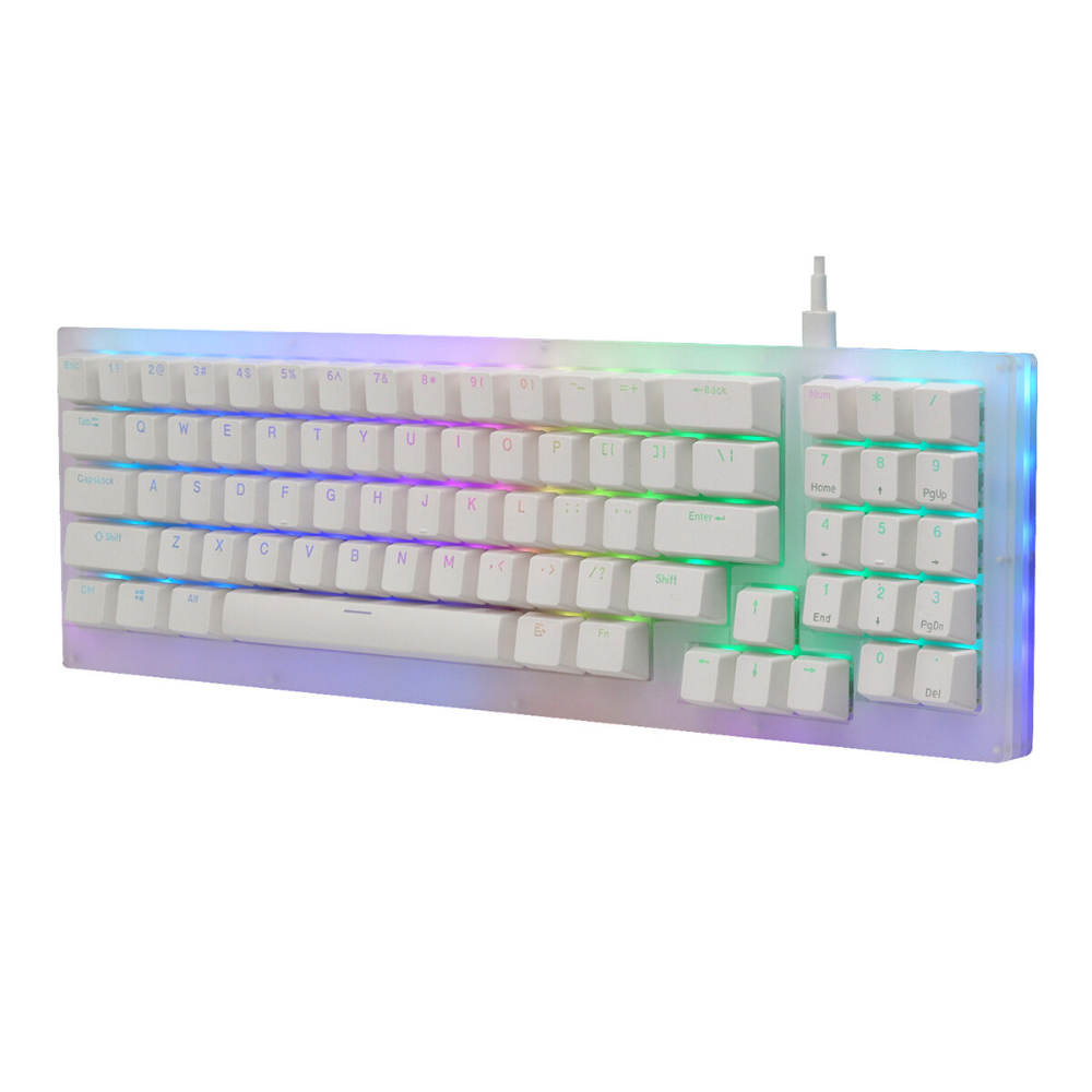 

GamaKay K77 Mechanical Keyboard 77 Keys Hot Swappable Type-C Wired USB 3.1 NKRO Translucent Glass Base Gateron Switch RGB Gaming Keyboard with Numberpad