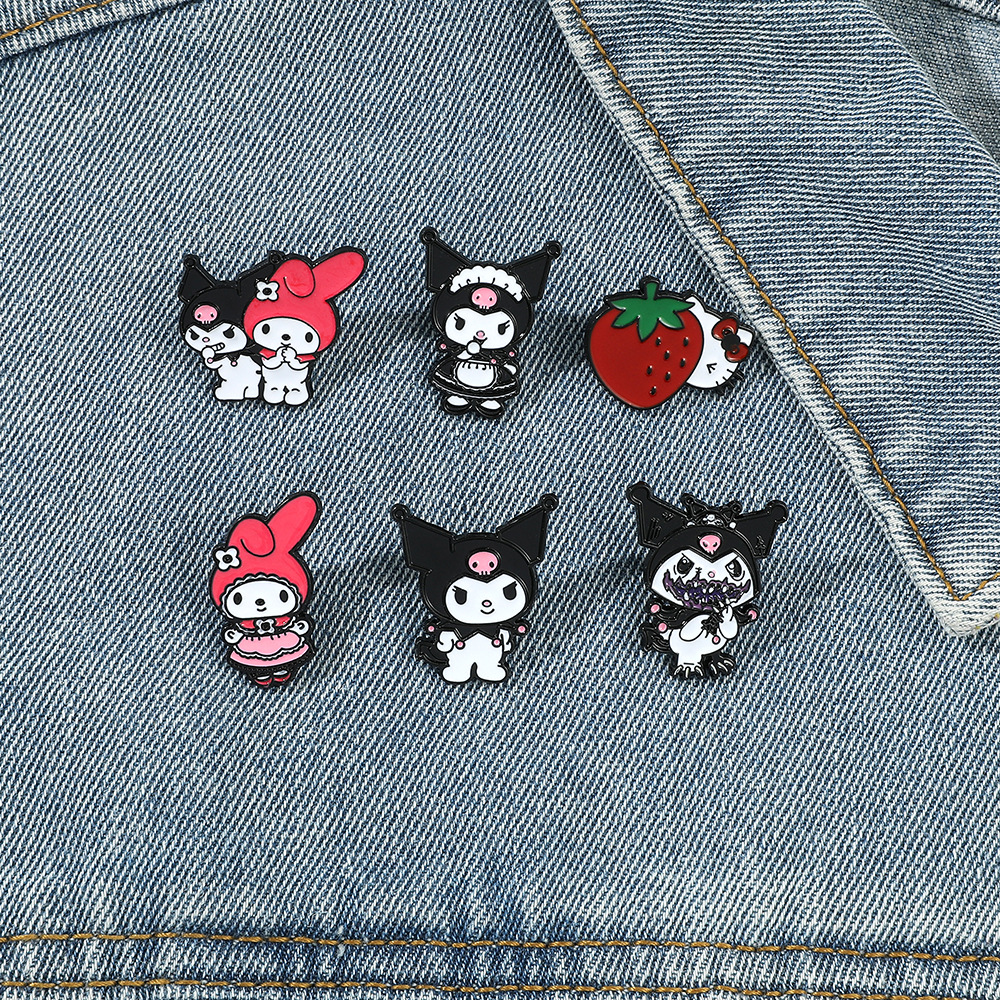 

Kuromi Melody Cat pin Cute Anime Movies Games Hard Enamel Pins Collect Metal Cartoon Brooch Backpack Hat Bag Collar Lapel Badges, Color #1