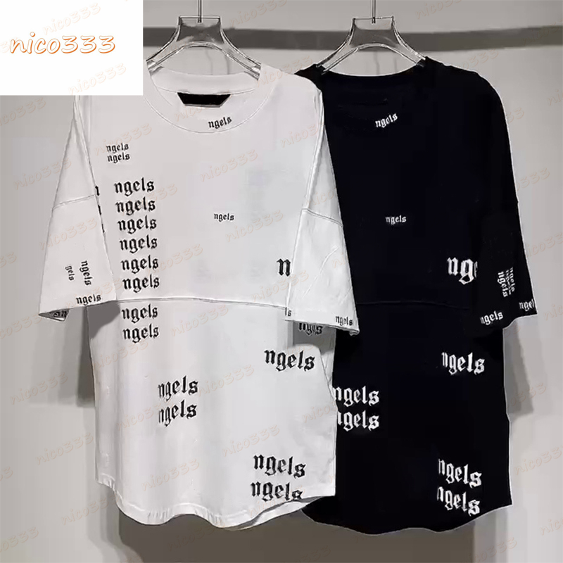 

23ss New t shirt classic full print letter print pattern cotton round neck loose and versatile street men and women bat shirt short sleeve, #02