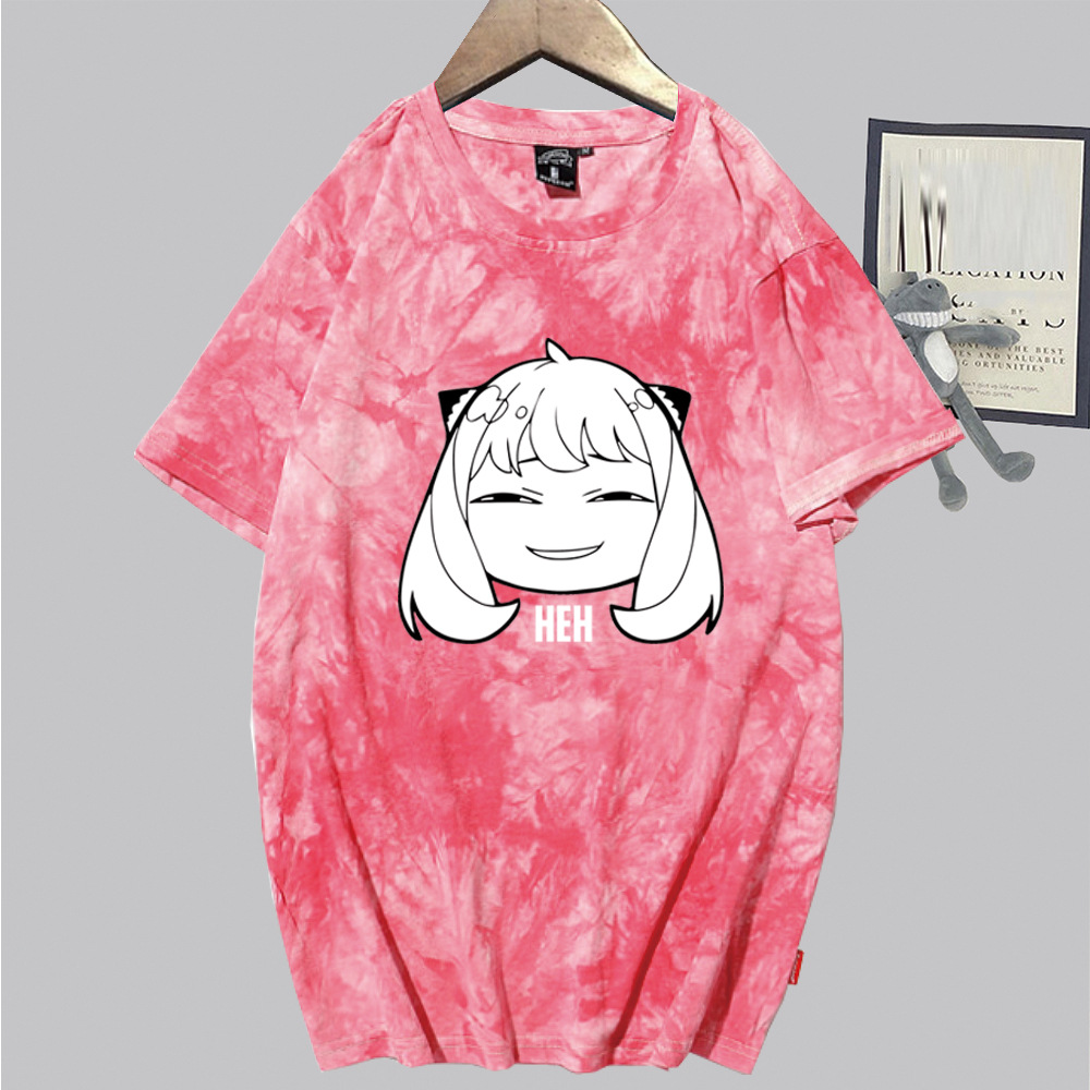 

Designer T-shirt Men's and Women's Fashion Spring, Summer, Autumn, Winter Leisure Loose Bottom Shirt Tie Dyed Short Sleeve S-XXXL Pink, Red