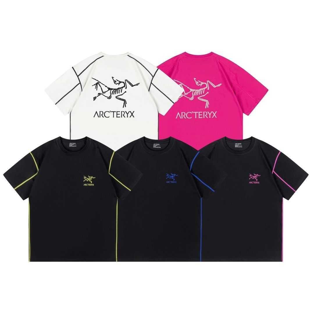 

Designer Fashion Clothing ARC TERYXES Tees Tshirt High quality Zuniao brand heavy industry couple style front back printed American high street round neck short sle, Black