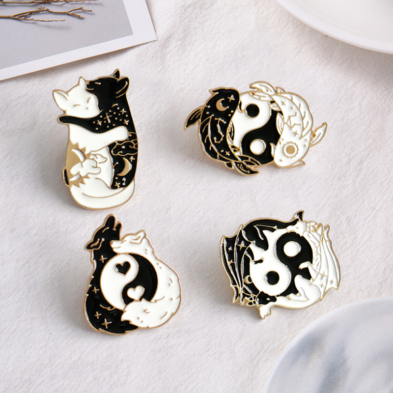 

Yin-yang fish Dragon Cat Fox Pins Cute Anime Movies Games Hard Enamel Pins Collect Metal Cartoon Brooch Backpack Hat Bag Collar Lapel Badges, Color #1