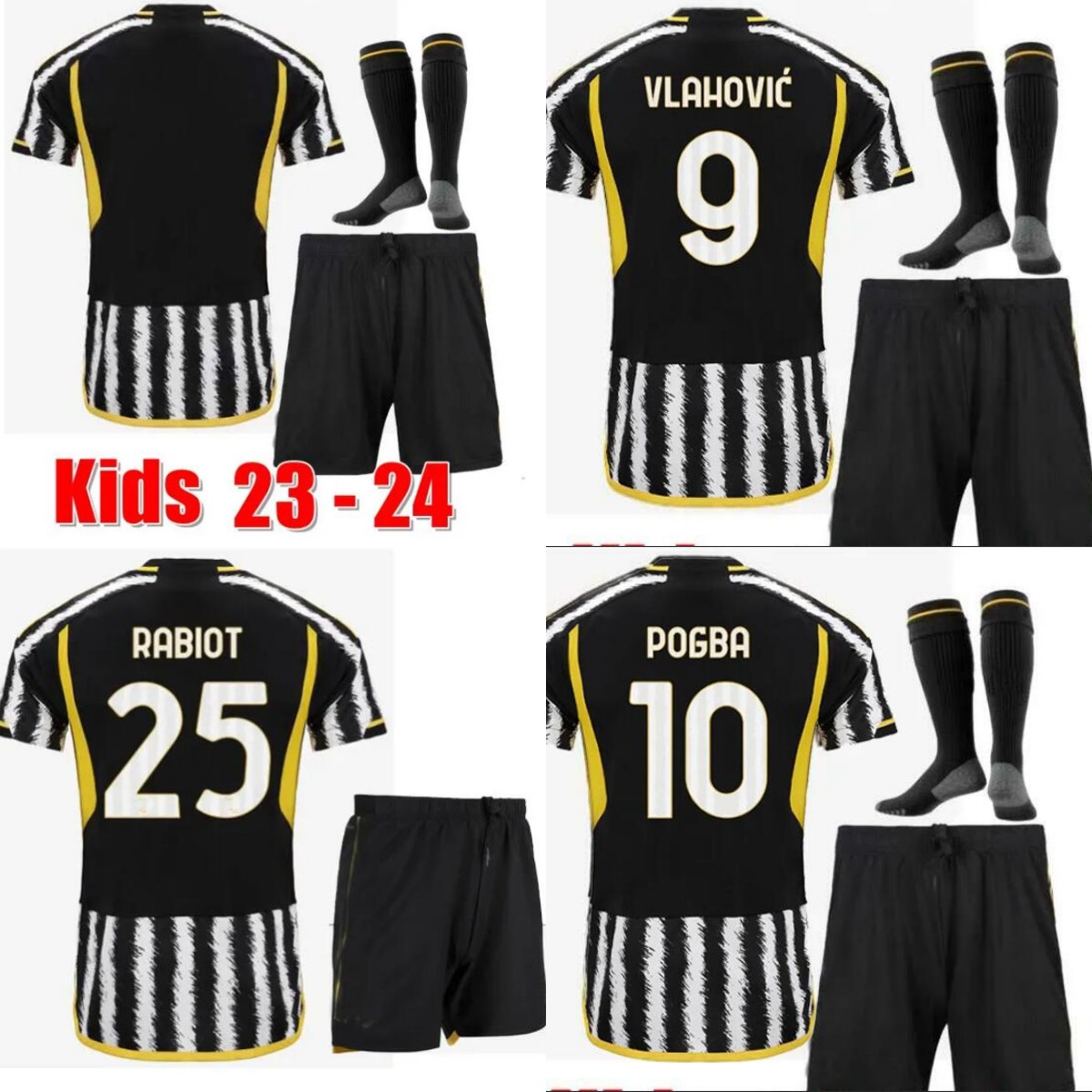 

23 24 Juventus soccer jerseys VLAHOVIC MILIK 2023 2024 kids home POGBA CHIESA BONUCCI DANILO LOCATELLI FAGIOLI RABIOT football shirts, Black