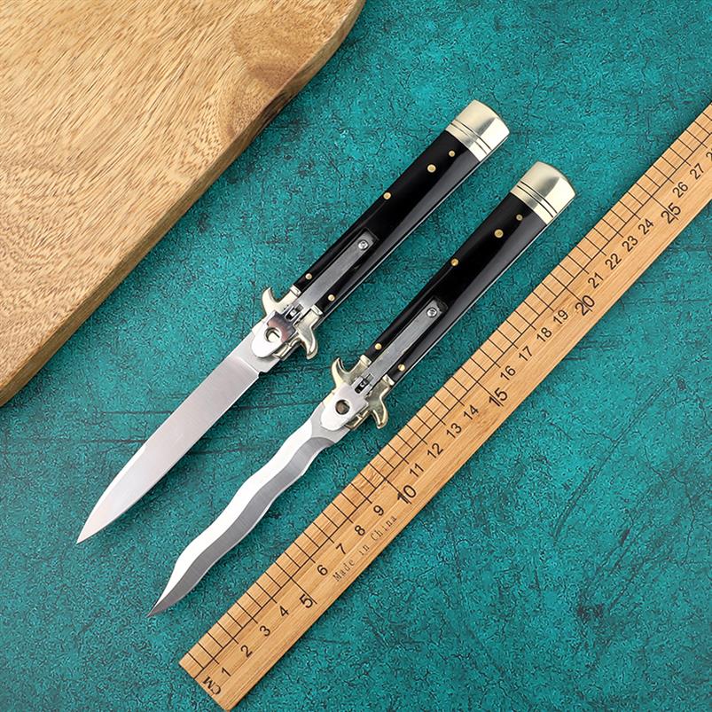 

OEM mafia plus 9 inch leverletto D2 wave snake blade Natural Horn handle pocket ITA knife auto knife folding camping knives 1pcs1930
