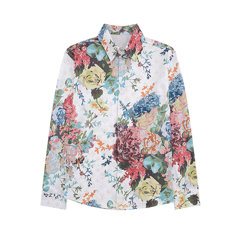 Fashion Hawaii Floral Letter Print Beach Shirts Designer Mens Formal Business Shirts printed flowers Casual Shirt Long-sleeved nice M-3XL U26