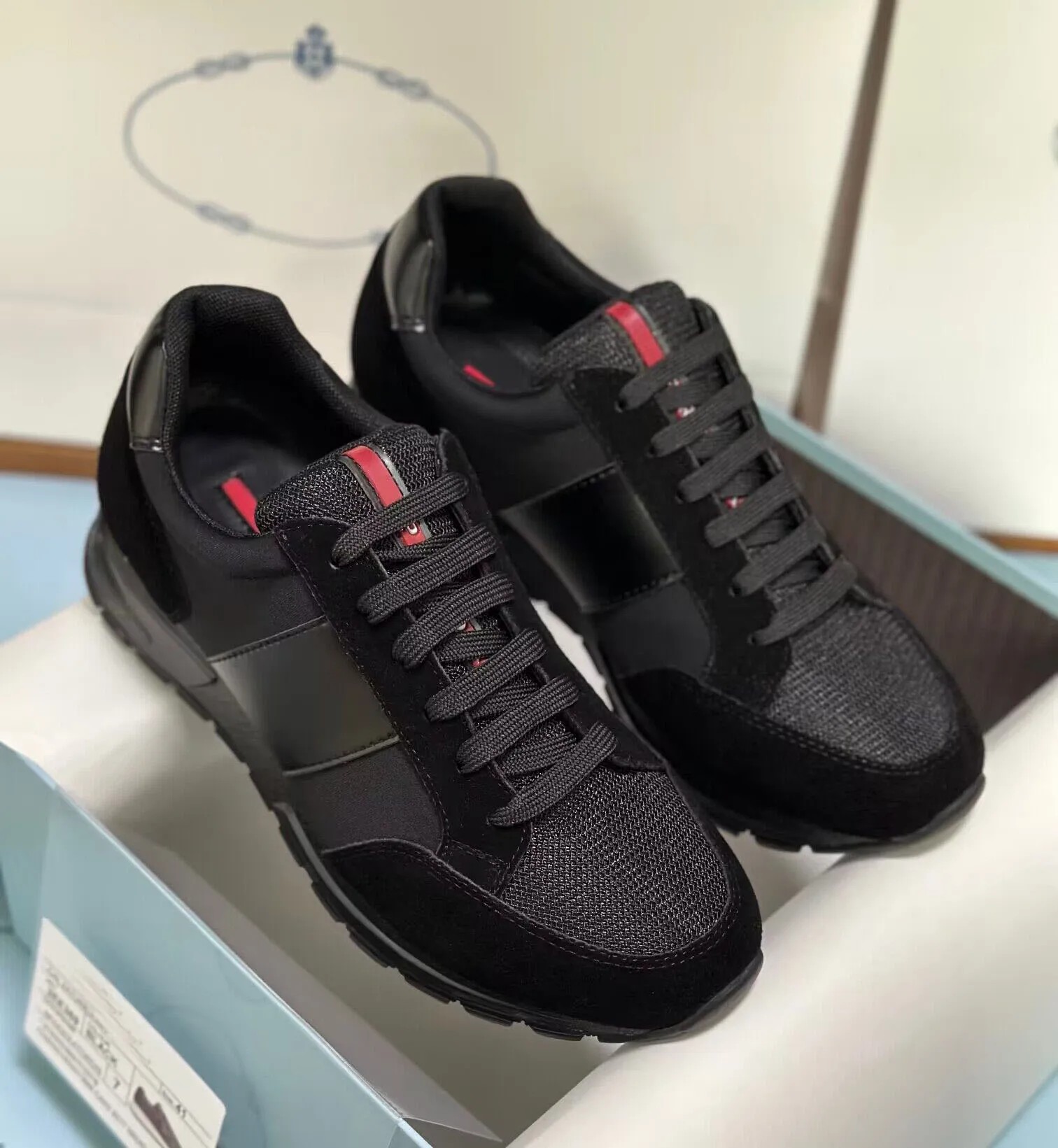 

Fashion Designer Men Prax 01 Trainers Shoes Re-Nylon Brush Leather Low Top Sneakers Mesh Breath Comfort Skateboard Walking Famous Brand Runner Sports EU38-46